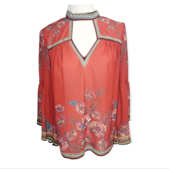 Flying‎ Tomato 70's boho hippi Bell Sleeve Top - Picture 1 of 8